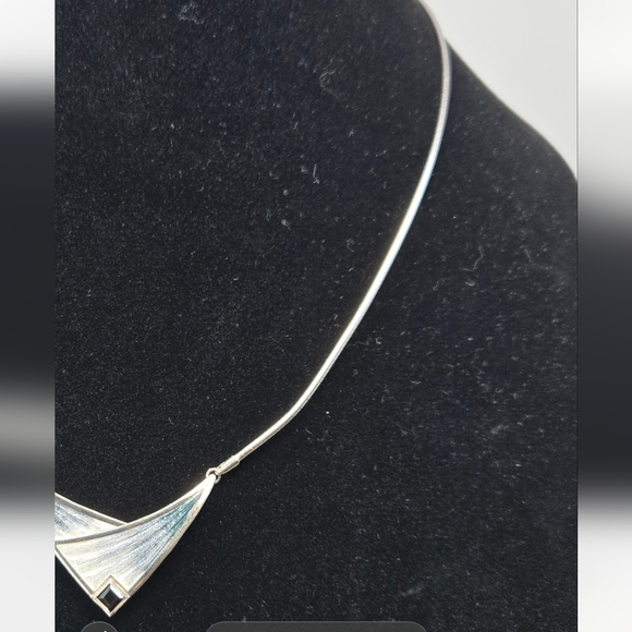 Nicky Butler Sterling Silver Necklace Trianglar Blue White Pendant Black Onyx - Picture 5 of 10